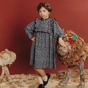 Teela‎ New York Yoke Trim Dress Ditsy Floral Long Sleeve Peasant Girls Size 12